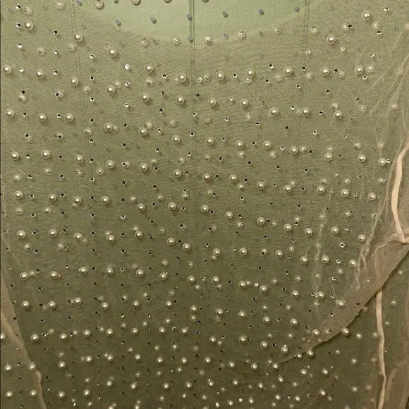 Sheer Pearl Rhinestone Embellished Top - Picture 2 of 2